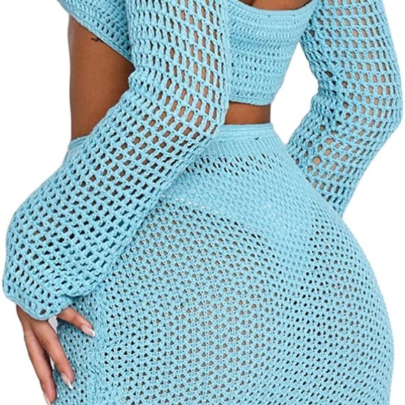 Tiffany Blue Crochet coverup set. NEW - Picture 4 of 4